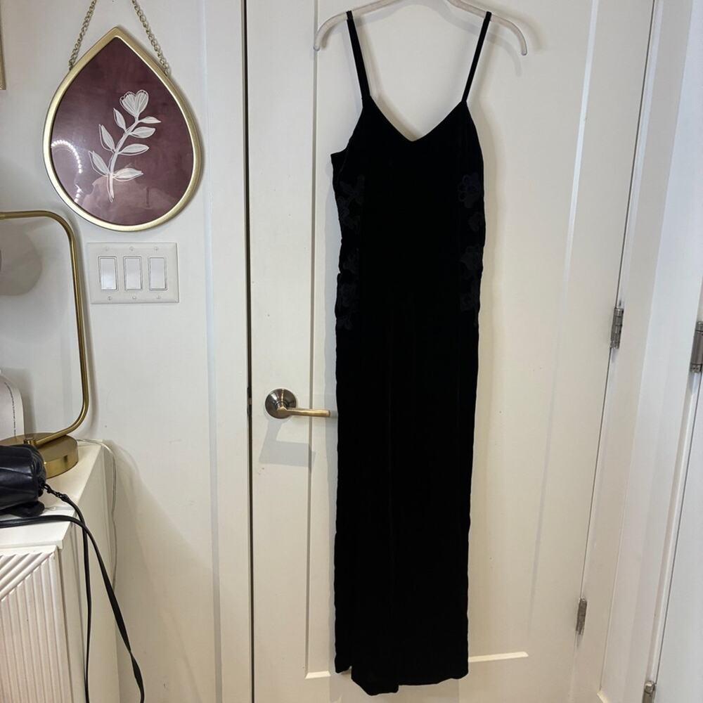 Sandro Black Emilia Velvet Embroidered Jumpsuit Sz XS (FR36) - Picture 4 of 15